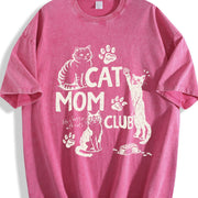 Cat Mom Club Life Is Better with Cats Vintage Washed T-Shirt in Red