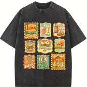 Stars Hollow Connecticut Stamp Lukes Diner Gilmore Girls Vintage Washed T-Shirt in Black