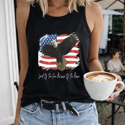 Land of the Free Because of the Brave Patriotic Eagle Women's Color Cotton Tank Top in Black