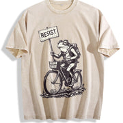 Resist Traveler Frog Vintage Washed T-Shirt in Beige