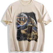 Three Sloths 90s Retro Sloth Nature Moon Vintage Washed T-Shirt in Beige
