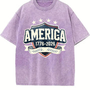 America 1776-2026 Vintage Washed T-Shirt in Purple