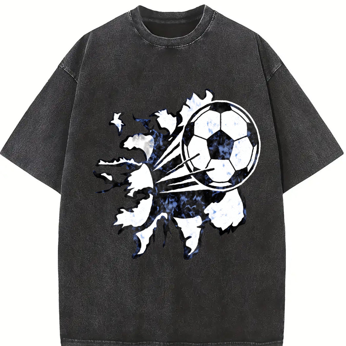 Soccer Ball Wall Smash Vintage Washed T-Shirt in Black