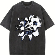 Soccer Ball Wall Smash Vintage Washed T-Shirt in Black
