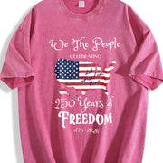 America 250 Years of Freedom Vintage Washed T-Shirt in Red