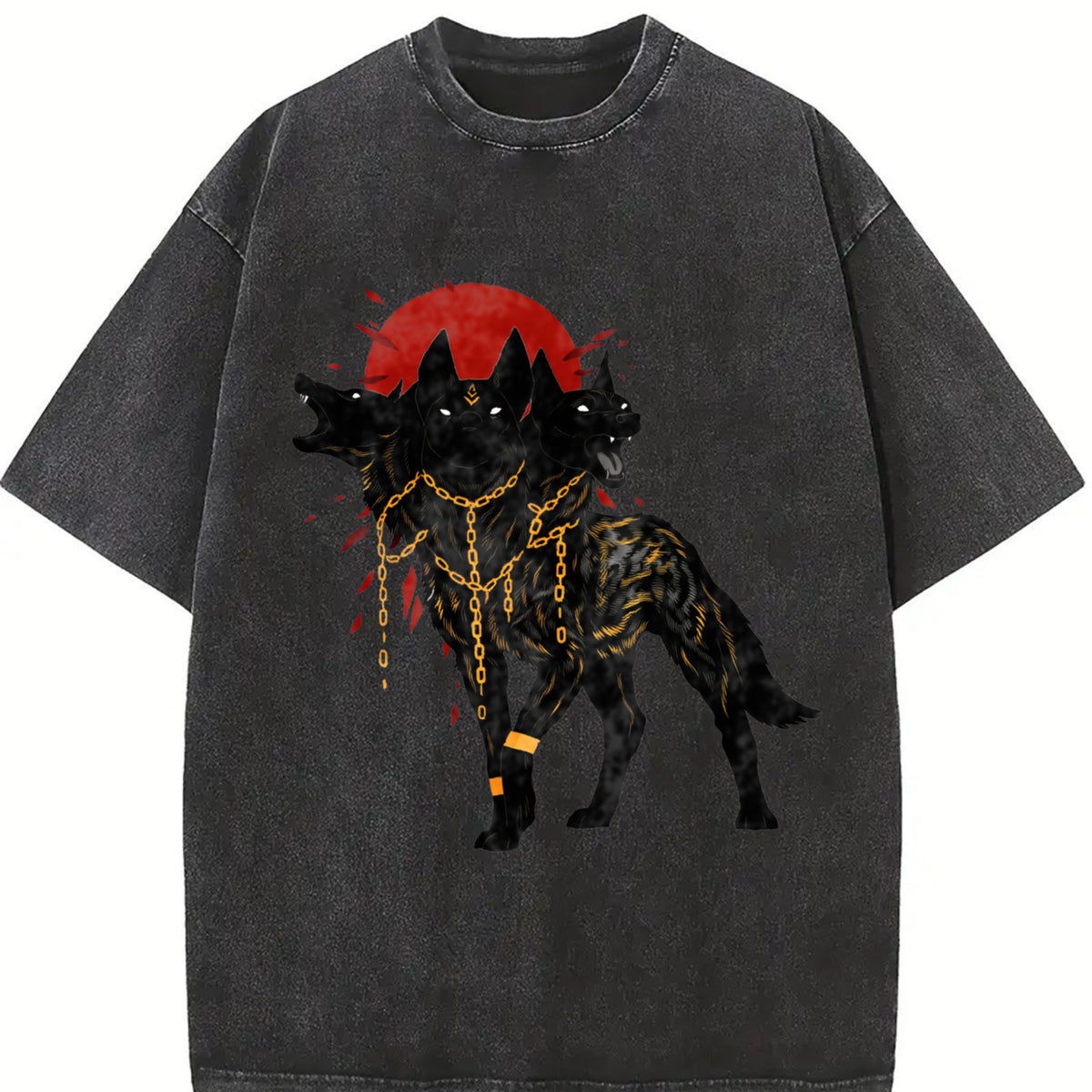 Red Moon Cerberus Sleeveless Tank Vintage Washed T-Shirt in Black