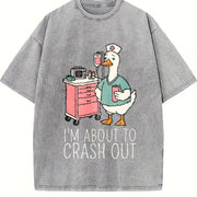 Silly Goose Nurse Appreciation Week Snarky Nurse Night Vintage Washed T-Shirt in Gray