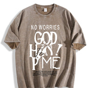 Jesus Is King Christian Collage Vintage Washed T-Shirt in Brown