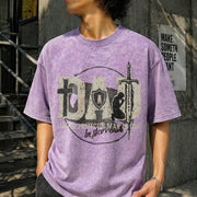 Man of God Husband Dad Christian Dad Father's Day Vintage Washed T-Shirt in Purple