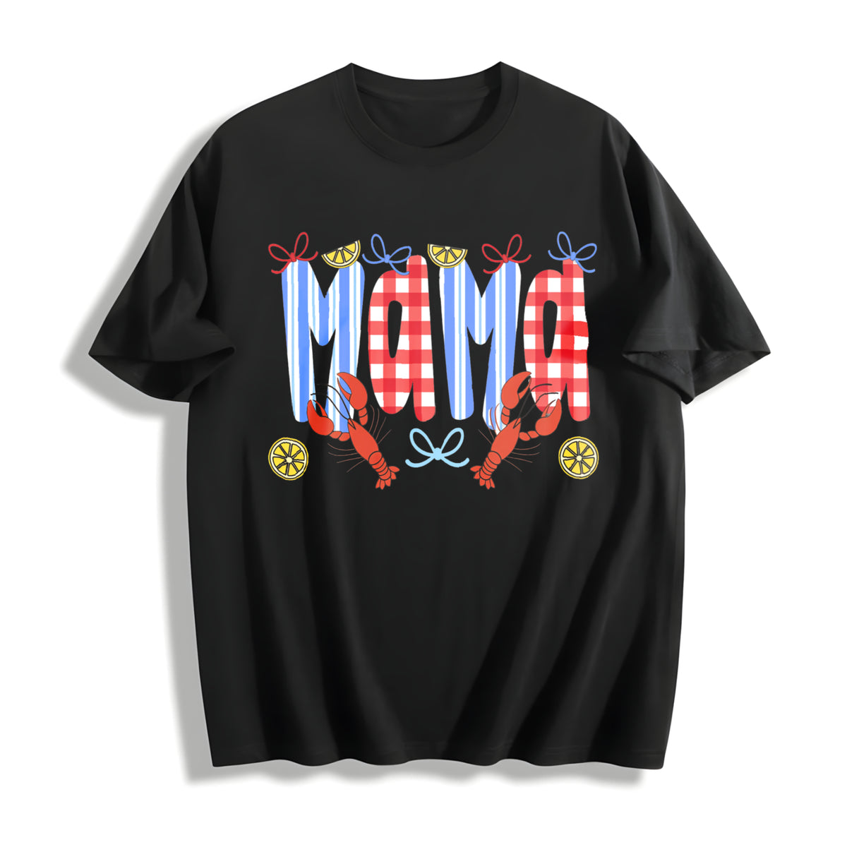 Mama Crawfish Season Cotton T-Shirt in Black