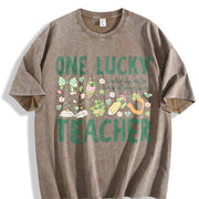 Fueled by Coffee and Shenanigans Vintage Washed T-Shirt in Brown