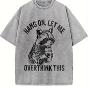 European and American Animal Vintage Washed T-Shirt in Gray