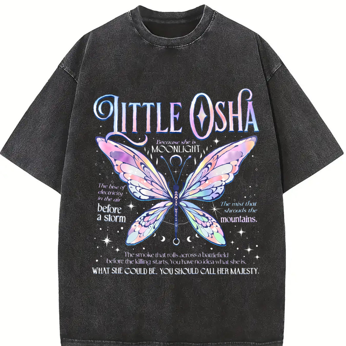 Little Osha Butterfly Quicksilver Callie Hart vintage washed oversized T-shirt in Black