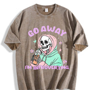Go Away I'm in a Social Panic Vintage Washed T-Shirt in Brown