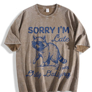 Sorry I'm Late Dilly Dallying Feral Raccoon Lover vintage washed oversized T-shirt in Brown
