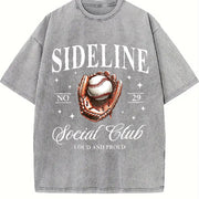 Thick Blouse with Retro Texture Vintage Washed T-Shirt in Gray
