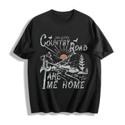 The Country Roads Take Me Home Cotton T-Shirt in Black