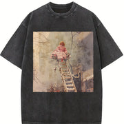 Glam Doll on a Ladder Vintage Washed T-Shirt in Black