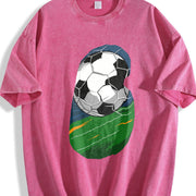 Abstract Soccer Silhouette Vintage Washed T-Shirt in Red