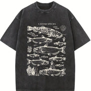 Catfish Species 90s Vintage Washed T-Shirt in Black