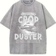 Professional Crop Duster Sarcastic Humor Farting for Guys Vintage Washed T-Shirt in Gray