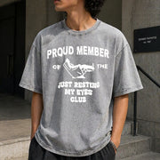 Just Resting My Eyes Club Vintage Washed T-Shirt in Gray