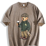 Y2K St Patricks Day Bear Vintage Washed T-Shirt in Brown