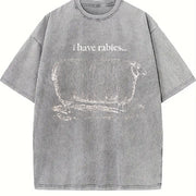 I Have Rabies 90s Retro ® Y2k Sheep Vintage Washed T-Shirt in Gray