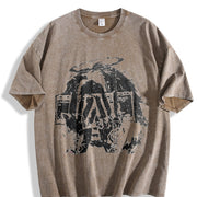 Money Angel Rose Sleeveless Vest Vintage Washed T-Shirt in Brown