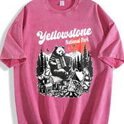 Retro Yellowstone National Park Vintage Washed T-Shirt in Red