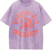 Radicalized by Basic Decency Bold Bird Vintage Washed T-Shirt in Purple