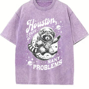 Houston I Have So Many Problems Vintage Washed T-Shirt in Purple