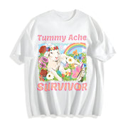 Tummy Ache Survivor Lamb Cotton T-Shirt in White