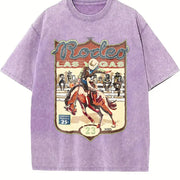 Las Vegas Rodeo Cowboy Sleeveless Tank Vintage Washed T-Shirt in Purple