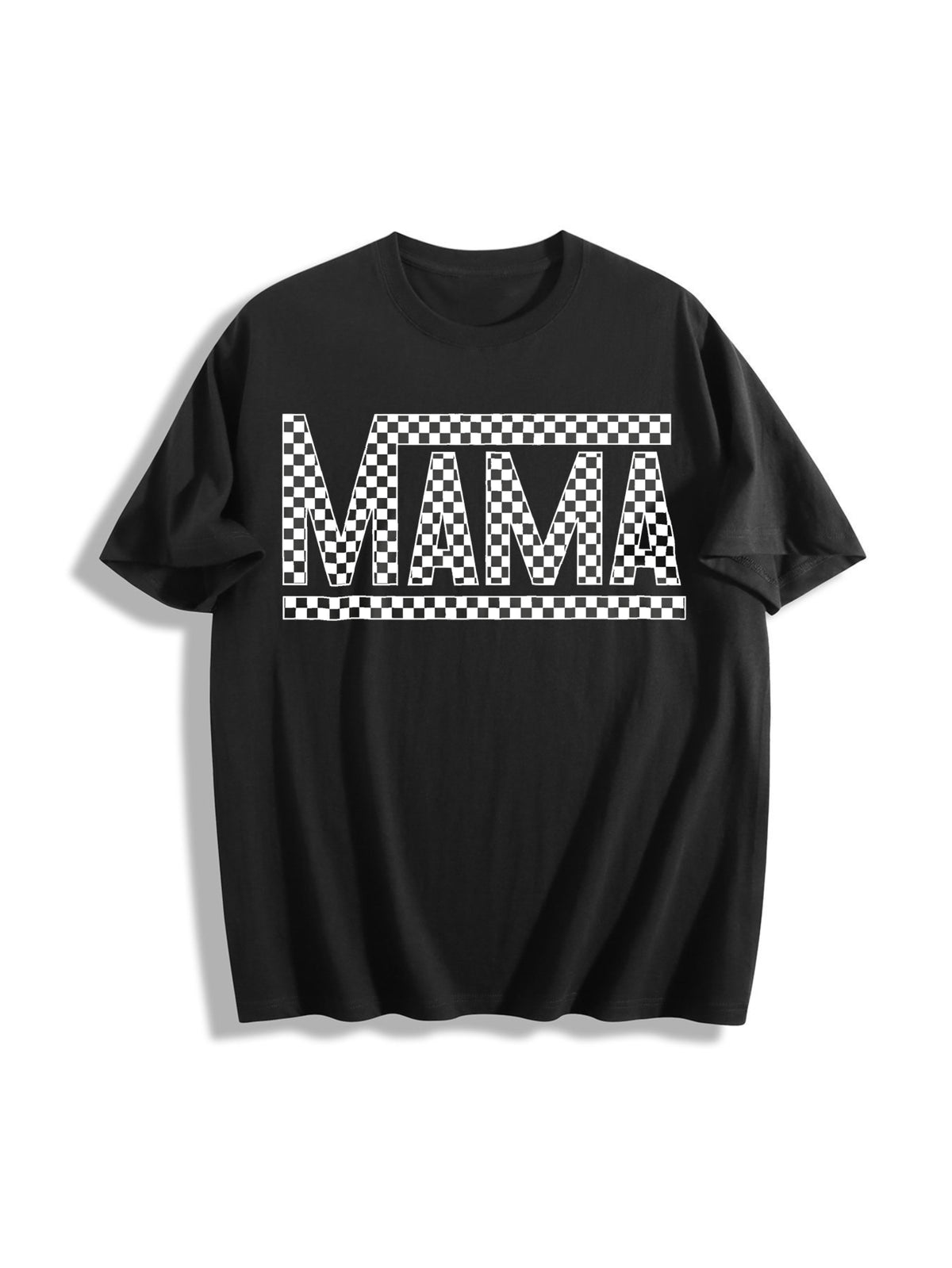 Mama Letter Cotton T-Shirt in Black