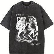 Born to Dilly Dally Frog Vintage Washed T-Shirt in Black