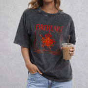 Fireheart vintage washed oversized T-shirt in Black