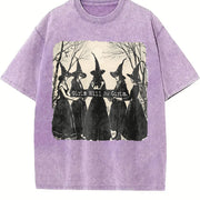 Girls Will Be Girls Halloween Witches Vintage Washed T-Shirt in Purple