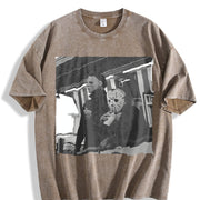 Halloween Slasher Horror Scene vintage washed oversized T-shirt in Brown