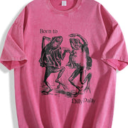 Born to Dilly Dally Frog Vintage Washed T-Shirt in Red