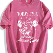 Today I Am Serious Goose Vintage Washed T-Shirt in Red