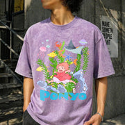 Studio Ghibli Anime Vintage Washed T-Shirt in Purple
