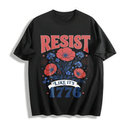 Resist Like It's 1776 Tank: Subtle Anti Trump Cotton T-Shirt in Black