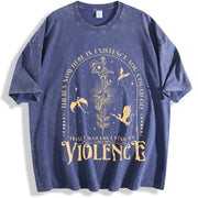 Nowhere in Existence Violence Violet Sorrengail vintage washed oversized T-shirt in Blue