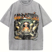 Hot Wheels Skull Engine Vintage Washed T-Shirt in Gray