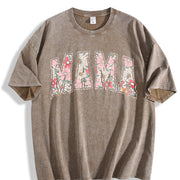 Boho Floral Mama Mothers Day Vintage Washed T-Shirt in Brown