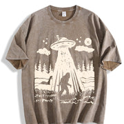 Bigfoot Ufo Retro 90s Vintage Washed T-Shirt in Brown