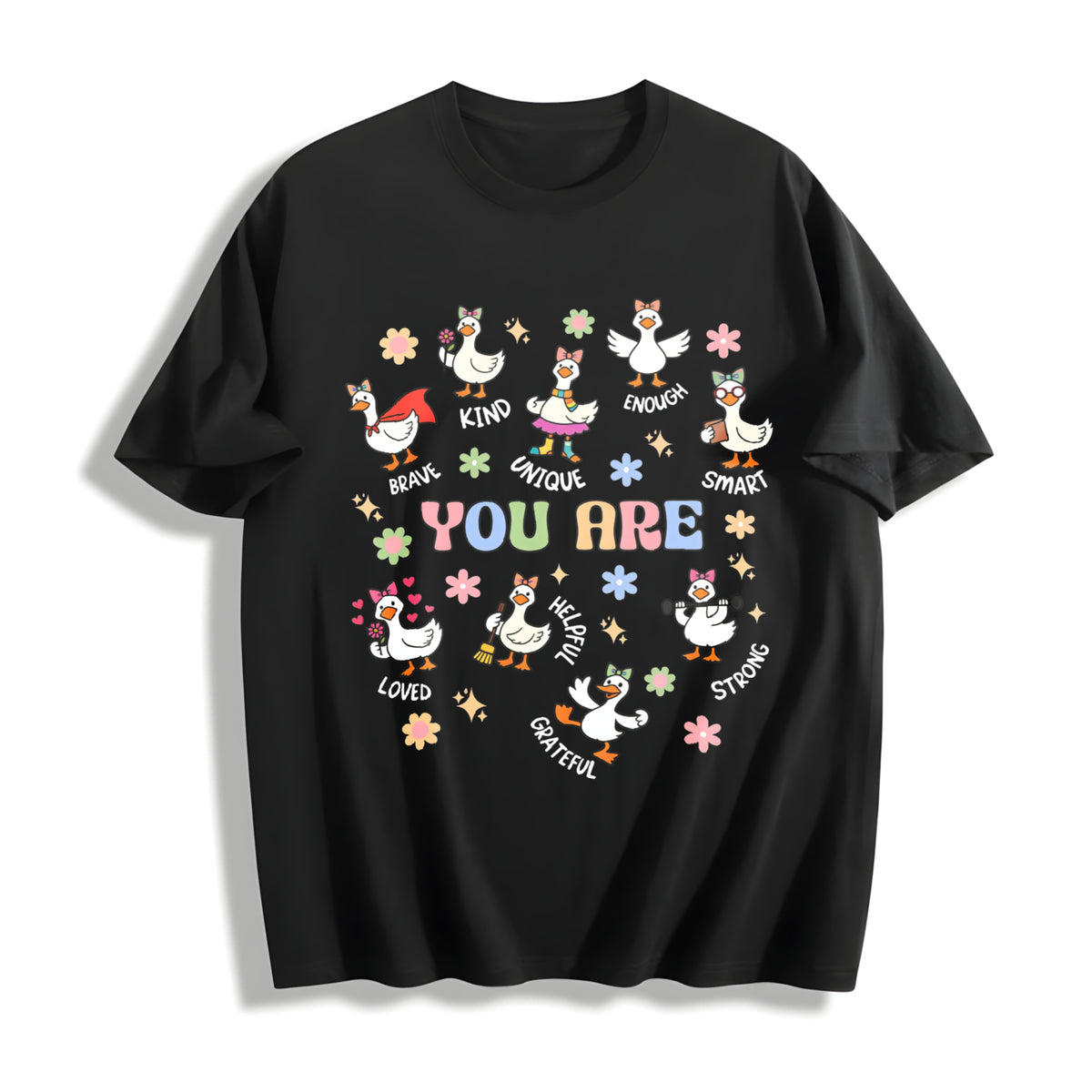 Silly Goose You Are Kind Cotton T-Shirt in Black