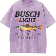 Busch Light Trout Fishing Sleeveless Tank Vintage Washed T-Shirt in Purple