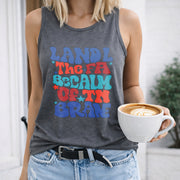 Land of the Free Because of the Brave Women's Color Cotton Tank Top in Gray